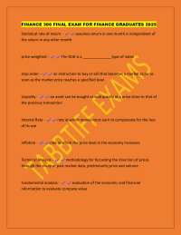 Finance 300 Final Exam Review: Key Concepts and Definitions