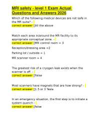MRI Safety Level 1 Exam: Questions and Answers
