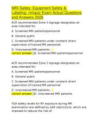 MRI Safety Exam Questions and Answers 2026