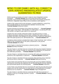 ERP Exam 1: Questions and Verified Answers