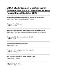 CHAA Certification Exam: Questions and Verified Solutions (Updated 2025)