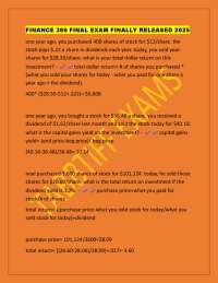FINANCE 300 FINAL EXAM FINALLY RELEASED 2025