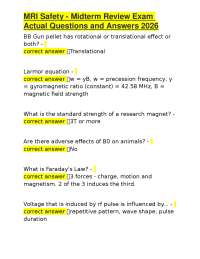 MRI Safety Midterm Exam Review: Questions and Answers