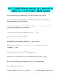 TCIC/TLETS Mobile Access RE-Certification Exam Questions and Answers