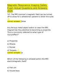 MRI Safety Exam Questions and Answers 2026