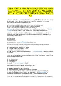 CEPN Final Exam Review Questions with Verified Answers