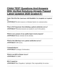 CHAA Test Questions and Answers 2025