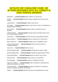 NetSuite ERP Consultant Exam: Workflow Actions Reference