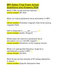 MRI Safety Exam Questions and Answers