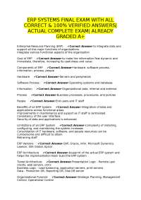 ERP Systems Final Exam Questions and Answers