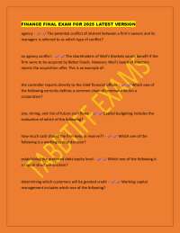 Finance Final Exam 2025: Practice Questions and Answers