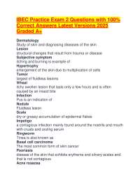 Dermatology Practice Exam Questions and Answers 2025