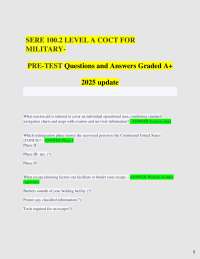 SERE 100.2 Level A COCT Pre-Test Questions and Answers
