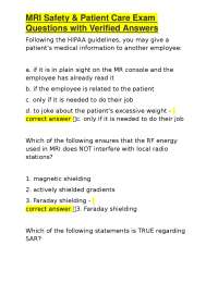 MRI Safety and Patient Care Exam Questions