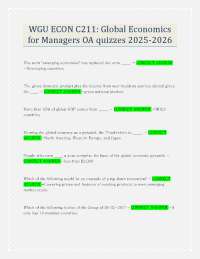 WGU ECON C211: Global Economics for Managers OA quizzes 2025-2026
