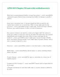 Commercial General Liability (CGL) Exam with Verified Answers