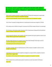 Business Strategy Exam Questions and Answers - Chapter 6