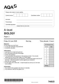 AQA A level Biology 2025 Paper 2
