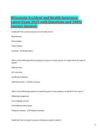 Wisconsin Accident and Health Insurance Exam 2025 with Questions and Answers