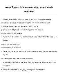 Infection Control Exam Study Solutions
