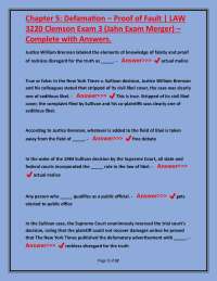 Defamation Law Exam Questions and Answers: Proof of Fault