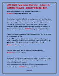 Law 3220 Final Exam Questions and Answers: Agency, Employment, and Liability