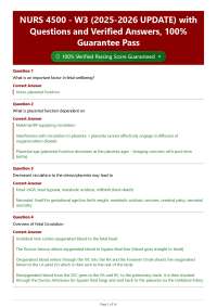 NURS 4500 - W3 (2025-2026 UPDATE) with Questions and Verified Answers, 100% Guarantee Pass