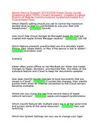 Apple Device Support 2025/2026 Exam Study Guide. Questions with 100% Correct Answers. Grad