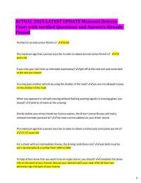 Missouri Driver's Exam 2025: Verified Questions and Answers