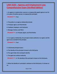 Agency and Employment Law Comprehensive Exam Questions and Answers