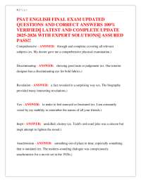 PSAT English Final Exam: Questions and Answers 2025-2026