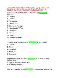 Guidewire PolicyCenter Professional Exam: Questions and Answers 2025-2026