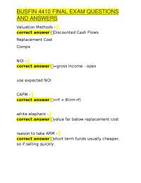 BUSFIN 4410 Final Exam Q&A: Valuation Methods and Financial Concepts