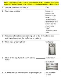 PKSC 1020 Midterm Exam: Packaging Materials and Processes