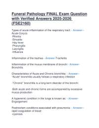 Funeral Pathology Exam Questions and Answers 2025-2026