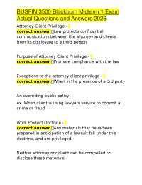 BUSFIN 3500 Blackburn Midterm 1 Exam Actual Questions and Answers 2026