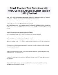 CHAA Practice Test Questions and Answers 2025