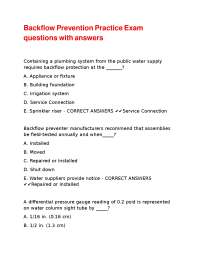 Backflow Prevention Practice Exam Questions with Answers