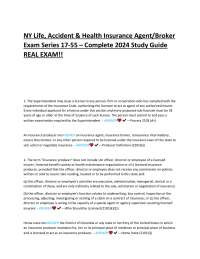 NY Life, Accident & Health Insurance Agent/Broker Exam Series 17-55 - 2024 Study Guide