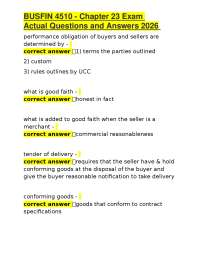 BUSFIN 4510 Chapter 23 Exam: Questions and Answers
