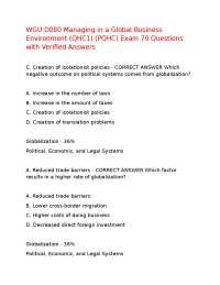 WGU D080 Managing in a Global Business Environment (QHC1) (PQHC) Exam 70 Q & A