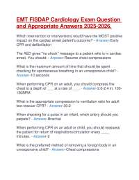 EMT Cardiology Exam Questions and Answers 2025-2026