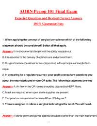 AORN Periop 101 Final Exam: Expected Questions and Answers