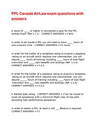 PPL Canada Air Law Exam Questions and Answers