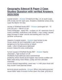 Geography Edexcel B Paper 2 Case Studies Question with verified Answers 2025/2026