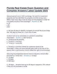Florida Real Estate Exam Questions with Answers 2025