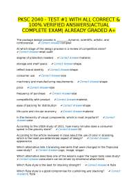 Packaging Science Exam 1 with Verified Answers