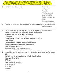 PKSC 4400 Exam 2 Review: Packaging Testing and Standards