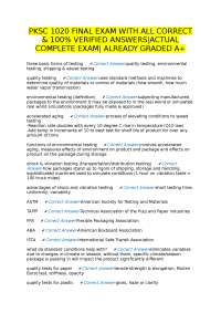 PKSC 1020 Final Exam: Packaging Science Questions and Verified Answers