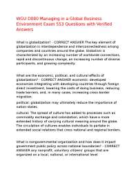 Globalization and International Business: Exam Questions and Answers